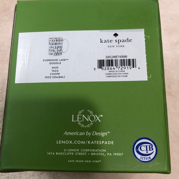 Kate Spade ♠️ Everdone Lane 12 oz Doodle Mug - Picture 6 of 8